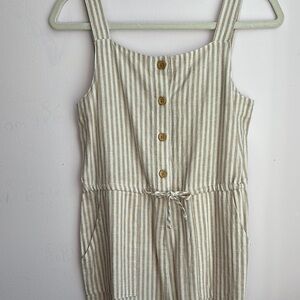 Mango Kids Striped Jumpsuit with Buttons